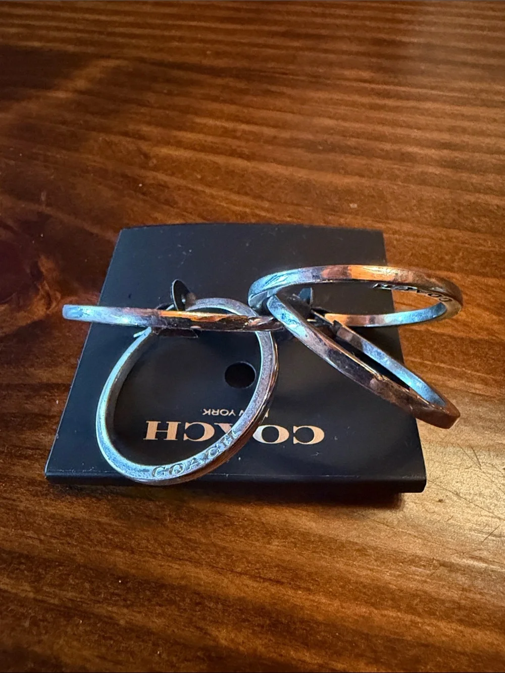 2 pair Coach Silver Hoop Earrings - Picture 3 of 4